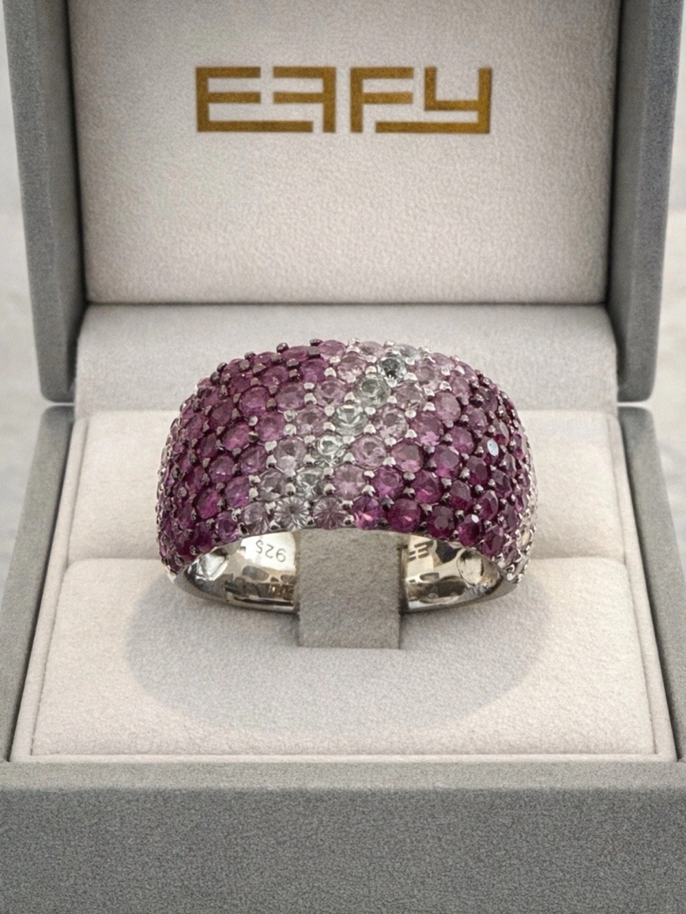 Effy 925 Sterling Silver Pink Sapphire ladies Ring  Sz 7.5 NEW/Gift